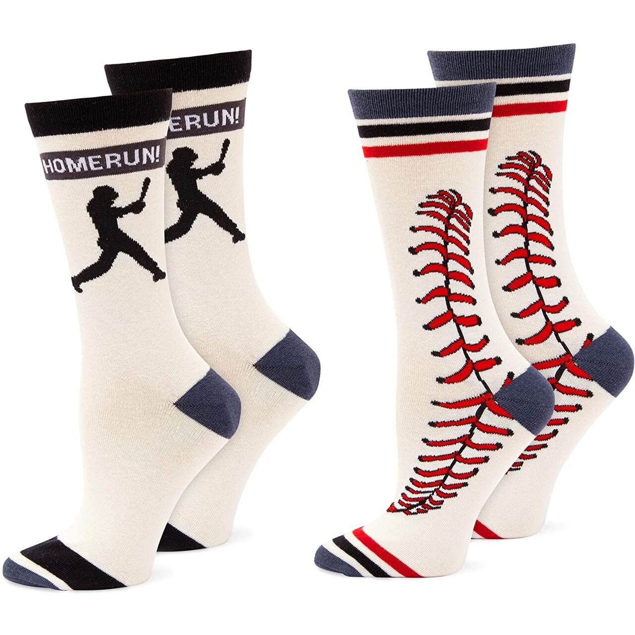 Baseball Crew Socks for Men and Women, Novelty Socks (One Size, 2 Pairs)